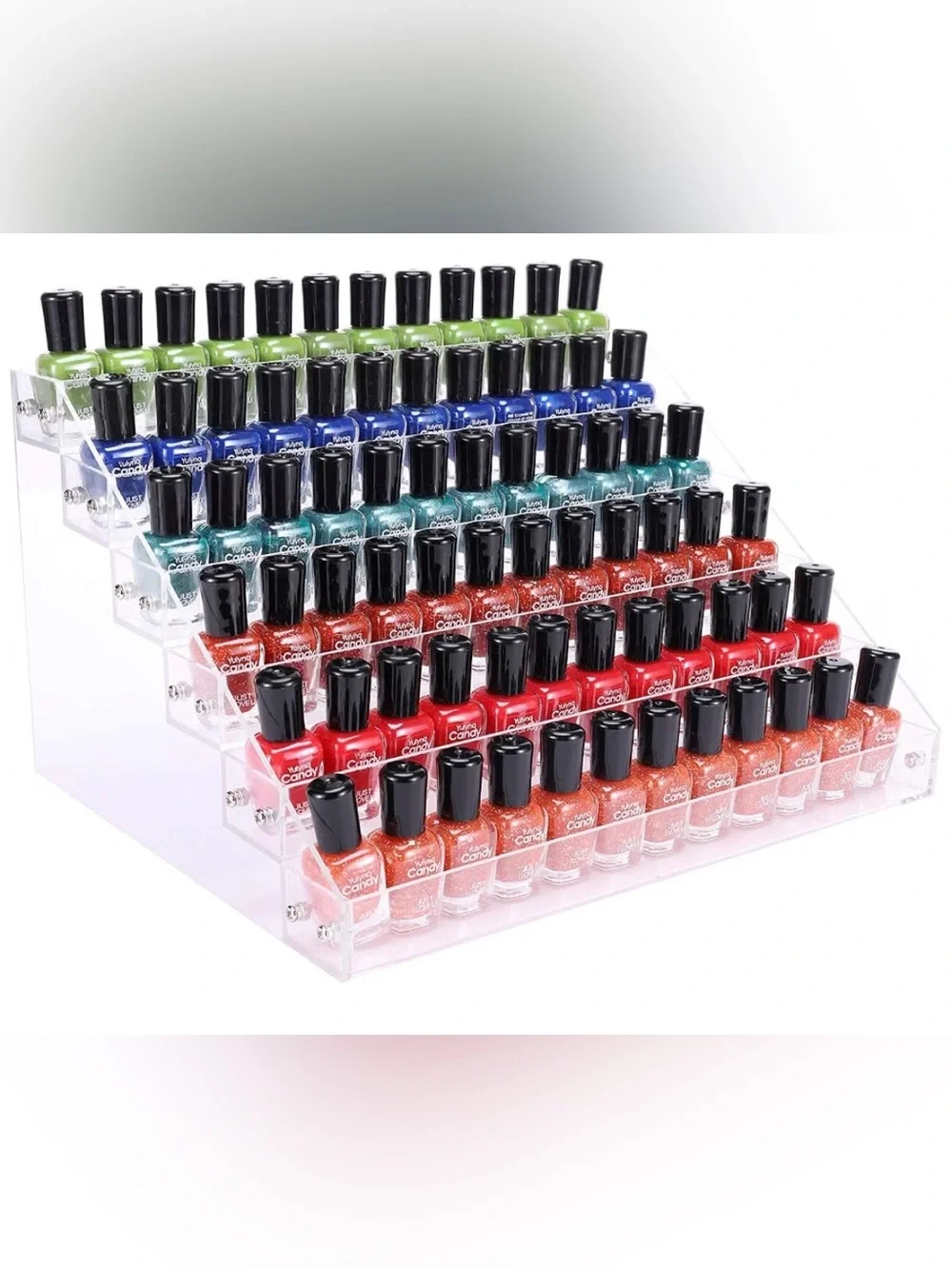 Clear Acrylic 6-Tier Nail Polish Display Rack - Holds Multiple Bottles
